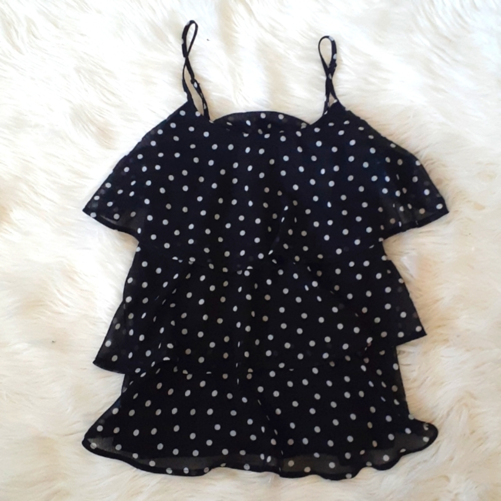 Candie's Black & White Euro Summer Ruffled Strapless Top Size Medium